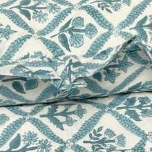 Load image into Gallery viewer, Block Printed Frill Edge Cushion - Walled Garden Blue