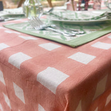 Load image into Gallery viewer, Peach Pink Gingham Tablecloth