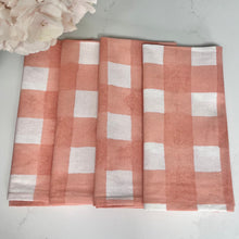 Load image into Gallery viewer, Peach Pink Gingham Napkin (Set of 4)
