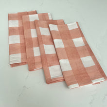 Load image into Gallery viewer, Peach Pink Gingham Napkin (Set of 4)