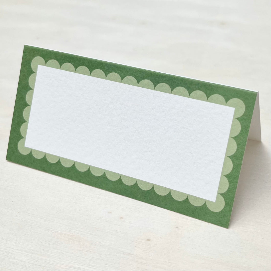 Green Scallop Place Card - Set of 10
