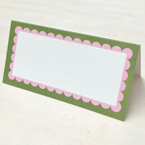 Green and Pink Scallop Place Card