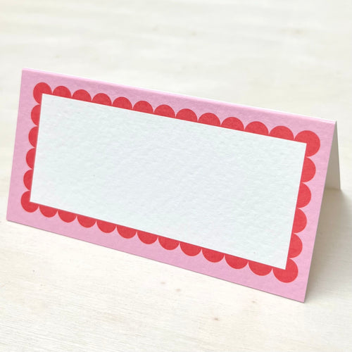 Pink and Red Scallop Place Card