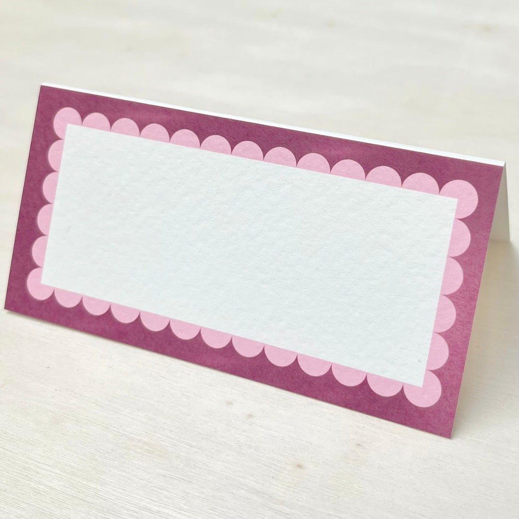 Plumb and Pink Scallop Place Card